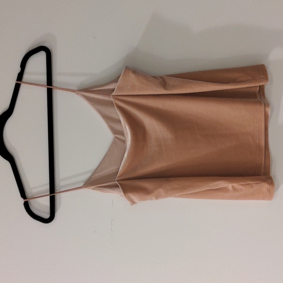 Salmon Pink Velvet Spaghetti Strap Top - Picture 3 of 4
